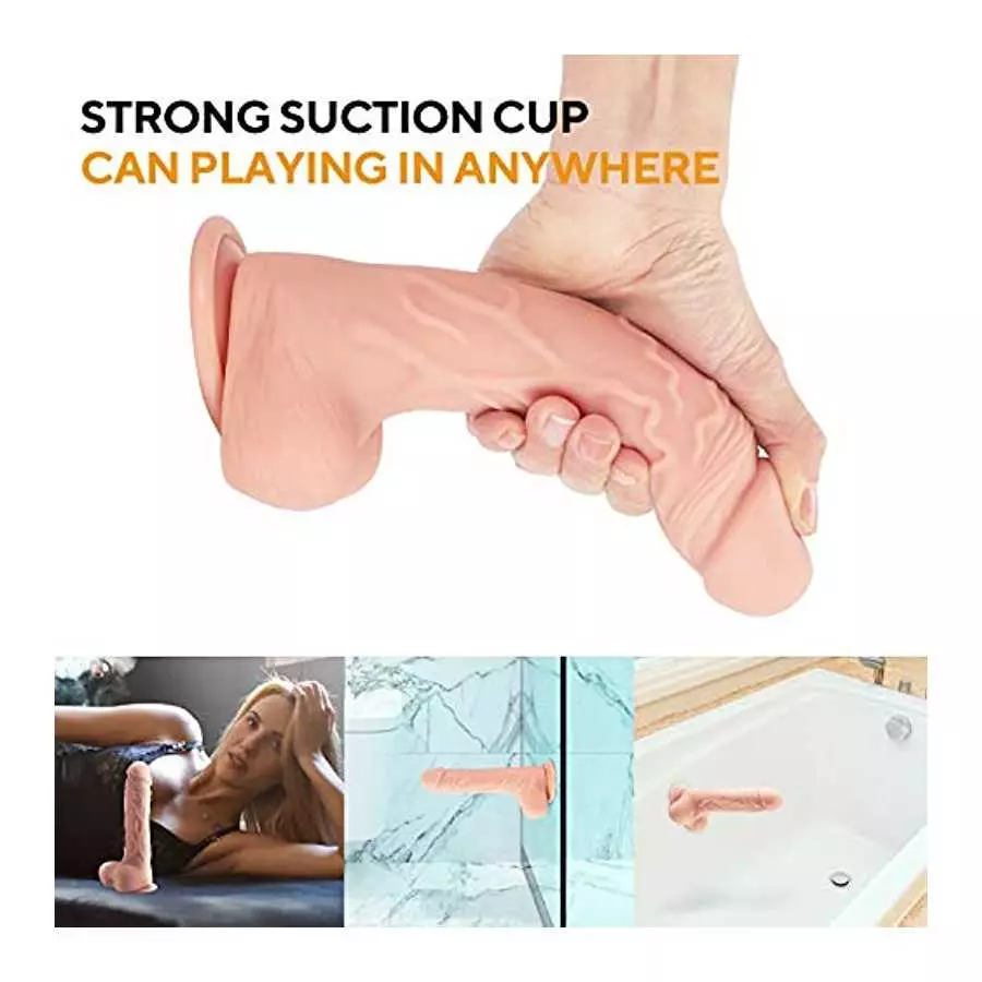 Liquid Silicone Clitoral Anal Dildo for Vagina Prostate Stimulation, Huge Realistic G Spot Oral Sex Dildo with Strong Suction Cu