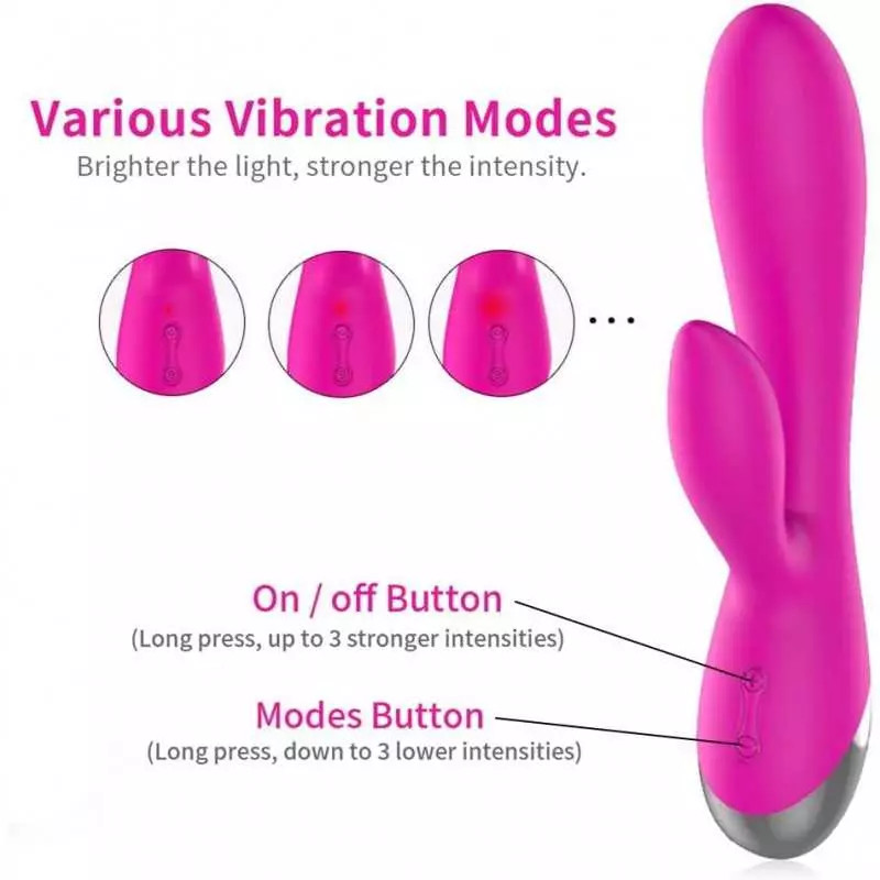 Powerful Rabbit Vibrator with 10 Vibration Modes 6 Speeds, Adult Women Sex Toy, Female Vibrating Dildo, Rechargeable Sexual Wand