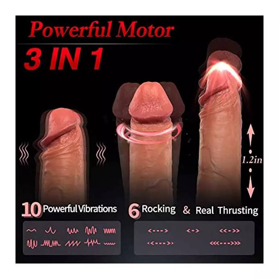 Realistic Vibrating & Thrusting Dildo with 6 Thrust Modes and 10 Vibration Modes, Fake Penis with Strong Suction Cup for G Spot