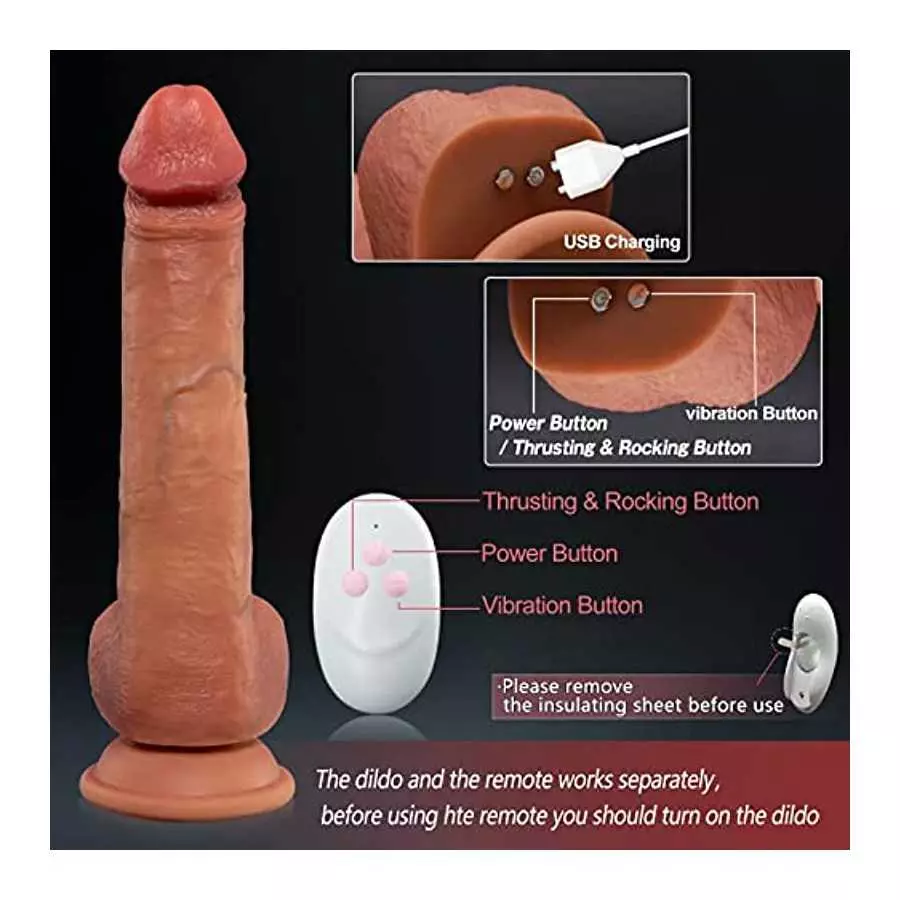 Realistic Vibrating & Thrusting Dildo with 6 Thrust Modes and 10 Vibration Modes, Fake Penis with Strong Suction Cup for G Spot