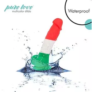Pure Love 7 inch Multicolored Silicone Dildo with Suction Cup, Harness Compatible, Adult Sex Toy, Multicoloured