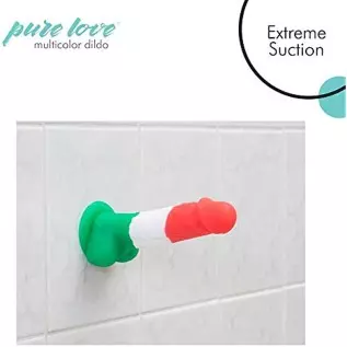 Pure Love 7 inch Multicolored Silicone Dildo with Suction Cup, Harness Compatible, Adult Sex Toy, Multicoloured