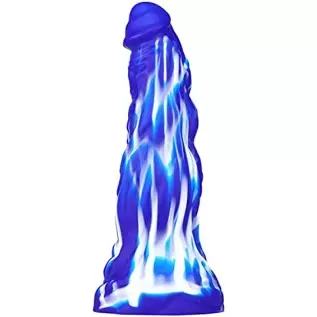 WEMAY 10.8 Inch Realistic Dragon Dildo, Big Knot Soft Liquid Silicone Dildos with Powerful Suction Cups Anal Sex Toys, Blue, 1.0