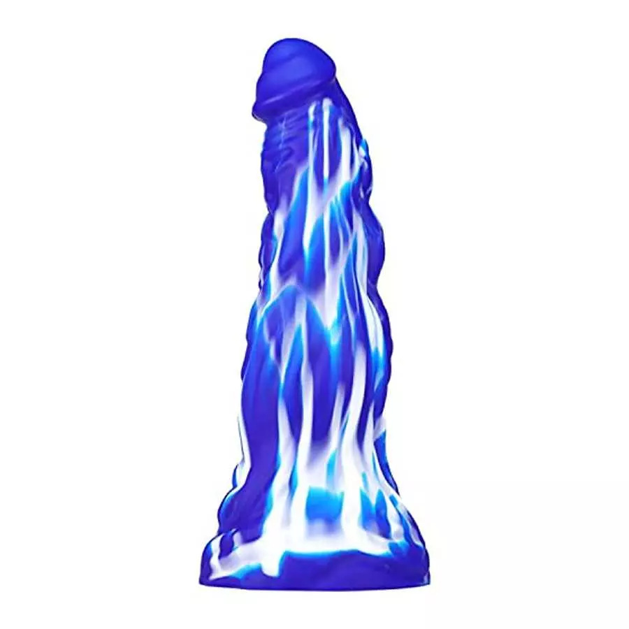 WEMAY 10.8 Inch Realistic Dragon Dildo, Big Knot Soft Liquid Silicone Dildos with Powerful Suction Cups Anal Sex Toys, Blue, 1.0