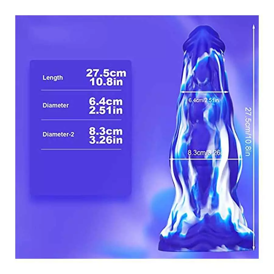 WEMAY 10.8 Inch Realistic Dragon Dildo, Big Knot Soft Liquid Silicone Dildos with Powerful Suction Cups Anal Sex Toys, Blue, 1.0