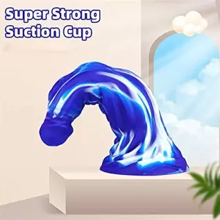 WEMAY 10.8 Inch Realistic Dragon Dildo, Big Knot Soft Liquid Silicone Dildos with Powerful Suction Cups Anal Sex Toys, Blue, 1.0