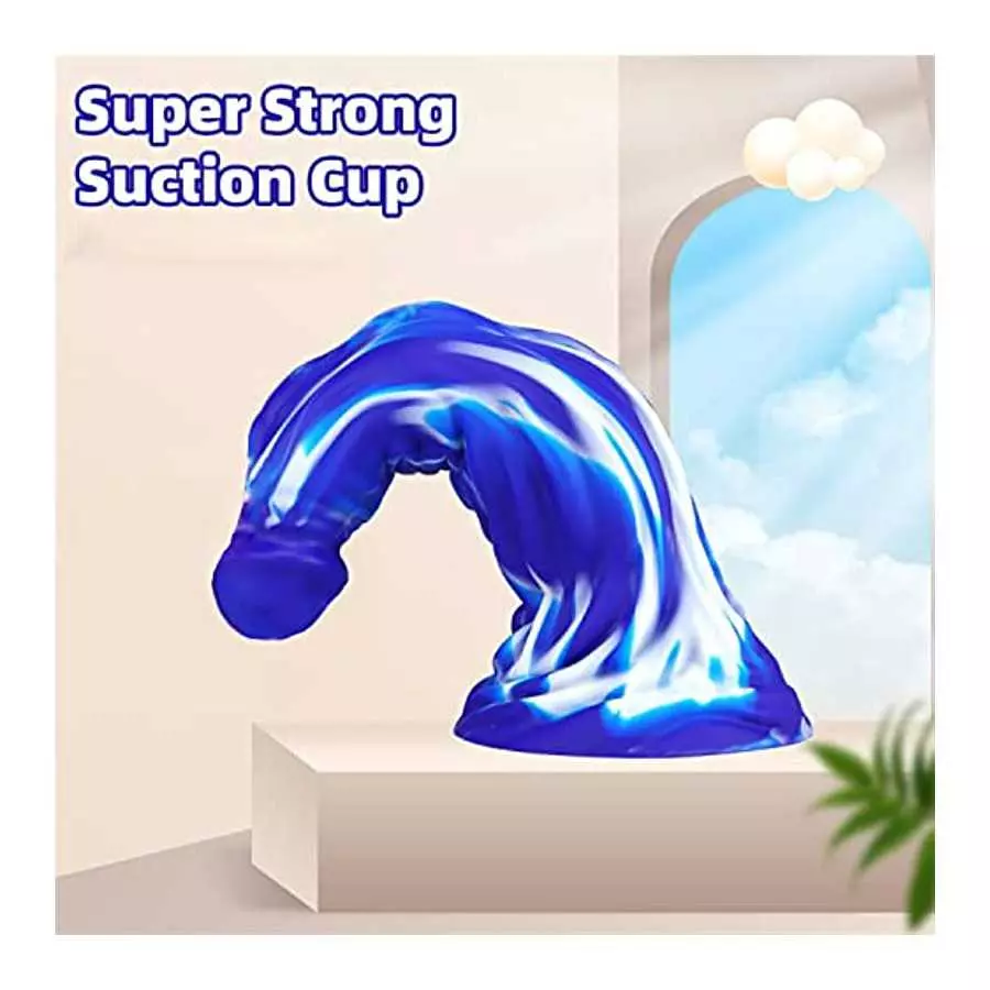 WEMAY 10.8 Inch Realistic Dragon Dildo, Big Knot Soft Liquid Silicone Dildos with Powerful Suction Cups Anal Sex Toys, Blue, 1.0