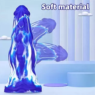 WEMAY 10.8 Inch Realistic Dragon Dildo, Big Knot Soft Liquid Silicone Dildos with Powerful Suction Cups Anal Sex Toys, Blue, 1.0