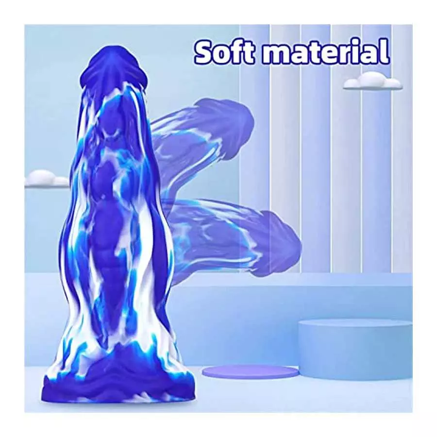WEMAY 10.8 Inch Realistic Dragon Dildo, Big Knot Soft Liquid Silicone Dildos with Powerful Suction Cups Anal Sex Toys, Blue, 1.0