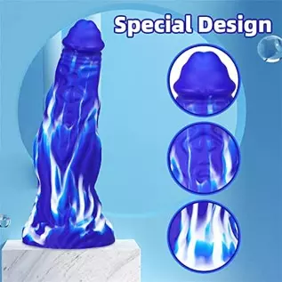 WEMAY 10.8 Inch Realistic Dragon Dildo, Big Knot Soft Liquid Silicone Dildos with Powerful Suction Cups Anal Sex Toys, Blue, 1.0