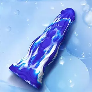 WEMAY 10.8 Inch Realistic Dragon Dildo, Big Knot Soft Liquid Silicone Dildos with Powerful Suction Cups Anal Sex Toys, Blue, 1.0