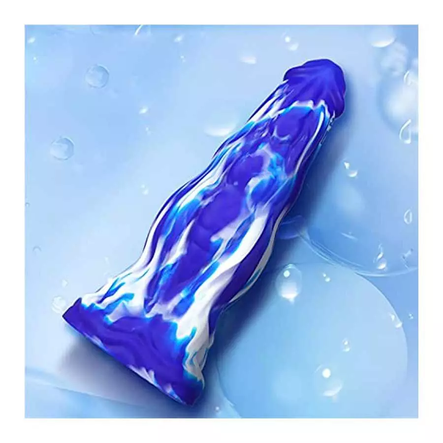 WEMAY 10.8 Inch Realistic Dragon Dildo, Big Knot Soft Liquid Silicone Dildos with Powerful Suction Cups Anal Sex Toys, Blue, 1.0