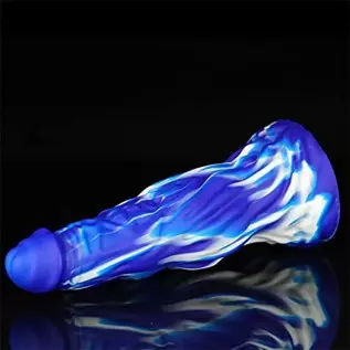 WEMAY 10.8 Inch Realistic Dragon Dildo, Big Knot Soft Liquid Silicone Dildos with Powerful Suction Cups Anal Sex Toys, Blue, 1.0