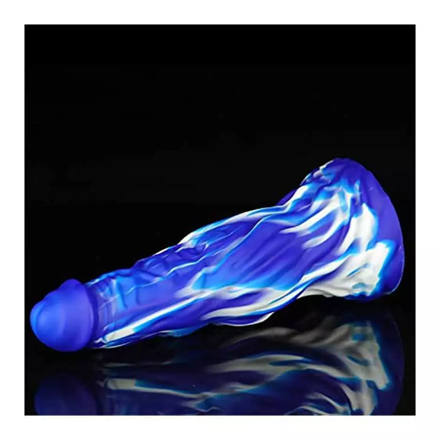 WEMAY 10.8 Inch Realistic Dragon Dildo, Big Knot Soft Liquid Silicone Dildos with Powerful Suction Cups Anal Sex Toys, Blue, 1.0