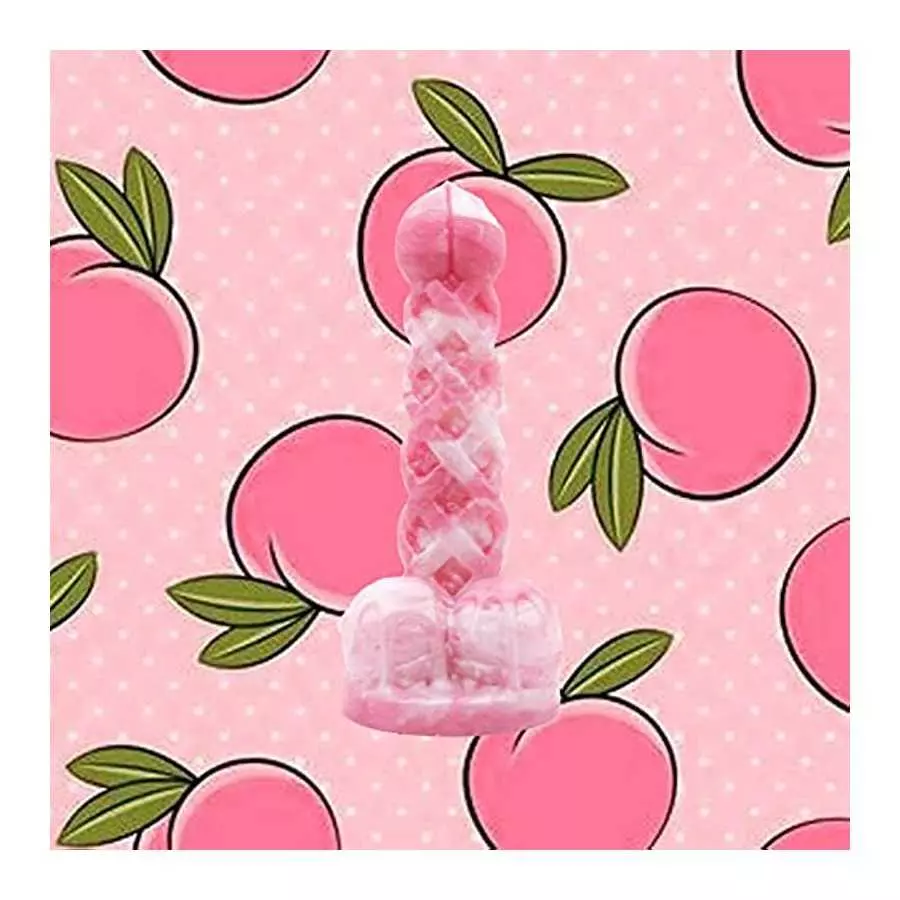 Peach Pie A La Mode Suction Cup Fantasy Dildo - Creamy Pink/White Colors - Handmade in The USA (Mini)