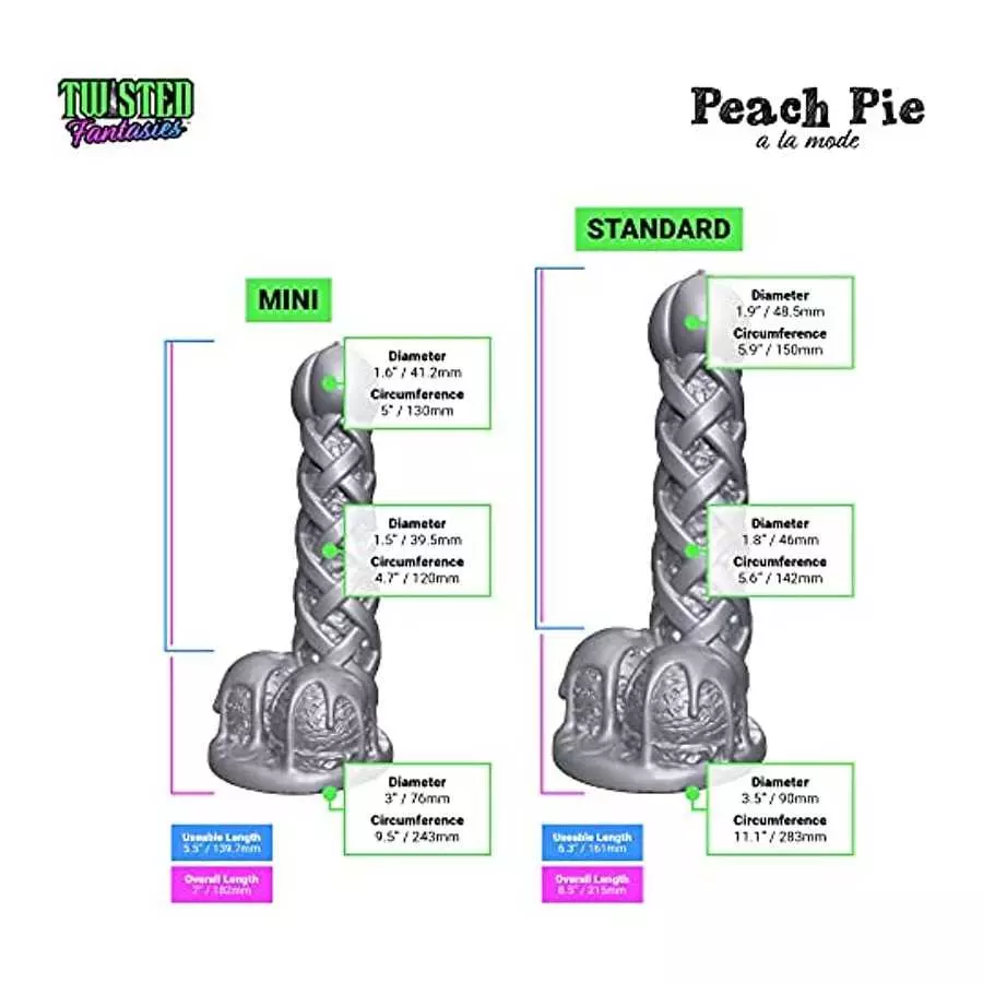 Peach Pie A La Mode Suction Cup Fantasy Dildo - Creamy Pink/White Colors - Handmade in The USA (Mini)