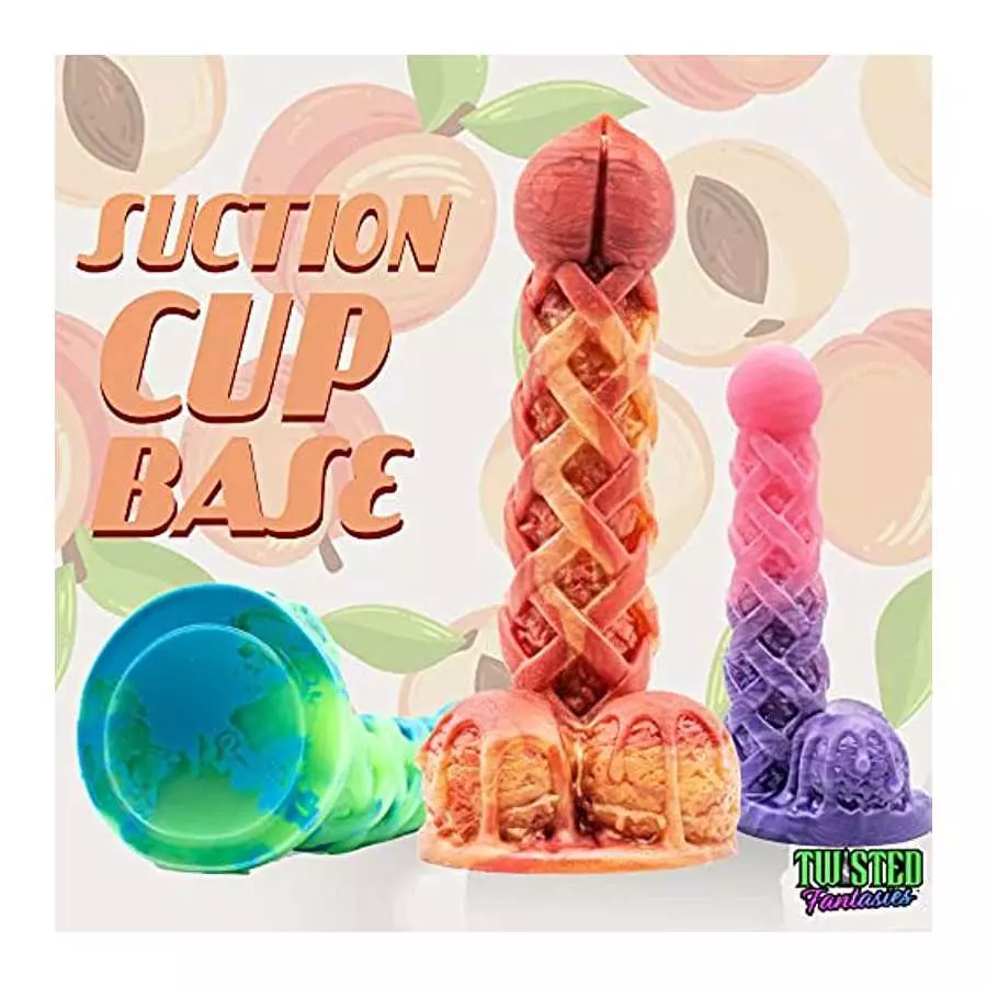 Peach Pie A La Mode Suction Cup Fantasy Dildo - Creamy Pink/White Colors - Handmade in The USA (Mini)