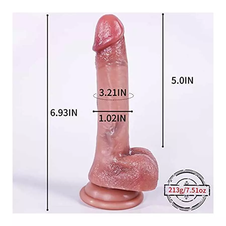 6.93 Inch Realistic Huge Dildo, Heatable Penis, Body-Safe Material, Female Masturbator Dildo for G-spot and Anal Play, Silicone