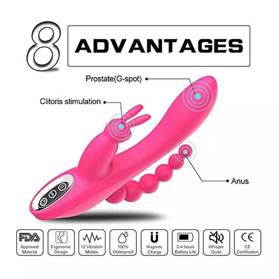 MMQ Red-G-Spot Vibrators Clitoris Stimulator for Women with Tongue Licking 9 Vibrating Modes, Rose Sex Toys Rabbit Vibrating Ana