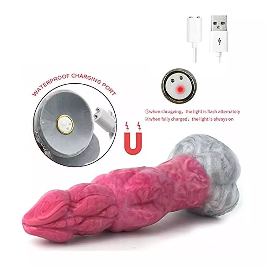 Realistic Vibration Dragon Dildo 8.86 Inches Silicone Monster Dildos Rechargable Anal Vibrator with Suction Cup