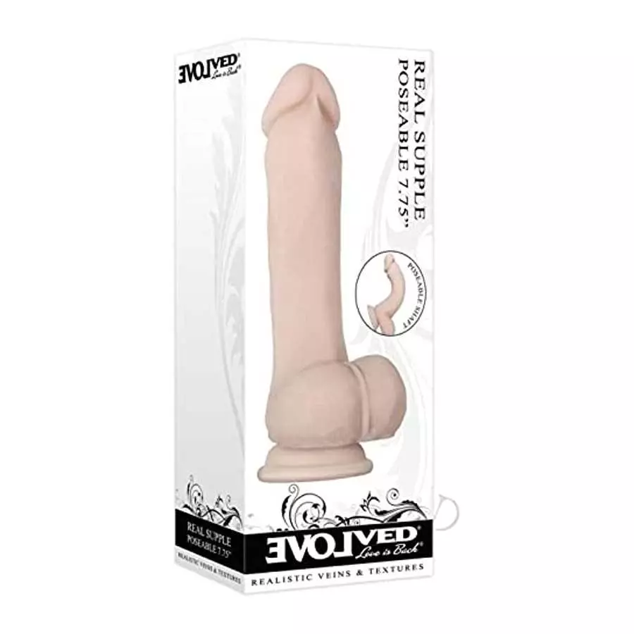 Evolved Love Is Back - Real Supple - Life-Like Feel - Poseable 7.75 Inch Realistic Veins and Textures - Bendable Shaft with Suct Evolved Love Is Back - Real Supple - Life-Like Feel - Poseable 7.75 Inch Realistic Veins and Textures - Bendable Shaft with Suct