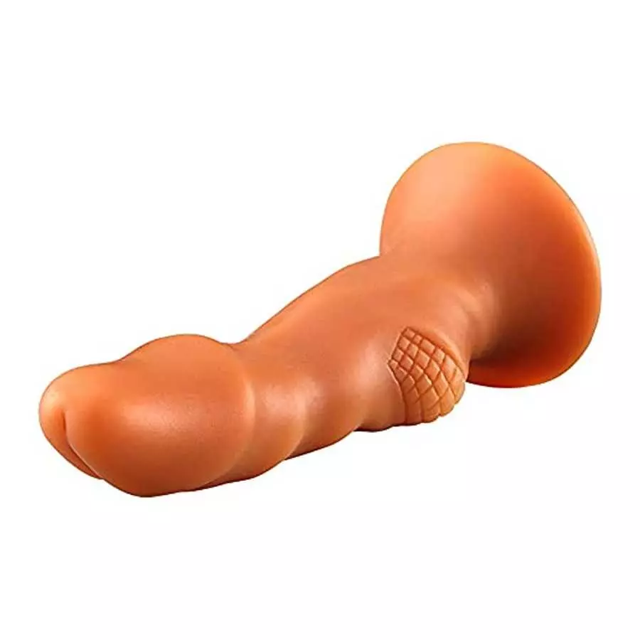 Realistic Dildo with Textured Ball Soft Liquid Silicone Anal Butt Plug with Powerful Suction Cup