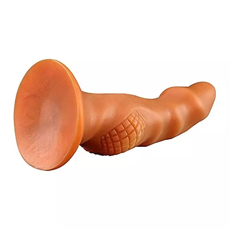 Realistic Dildo with Textured Ball Soft Liquid Silicone Anal Butt Plug with Powerful Suction Cup