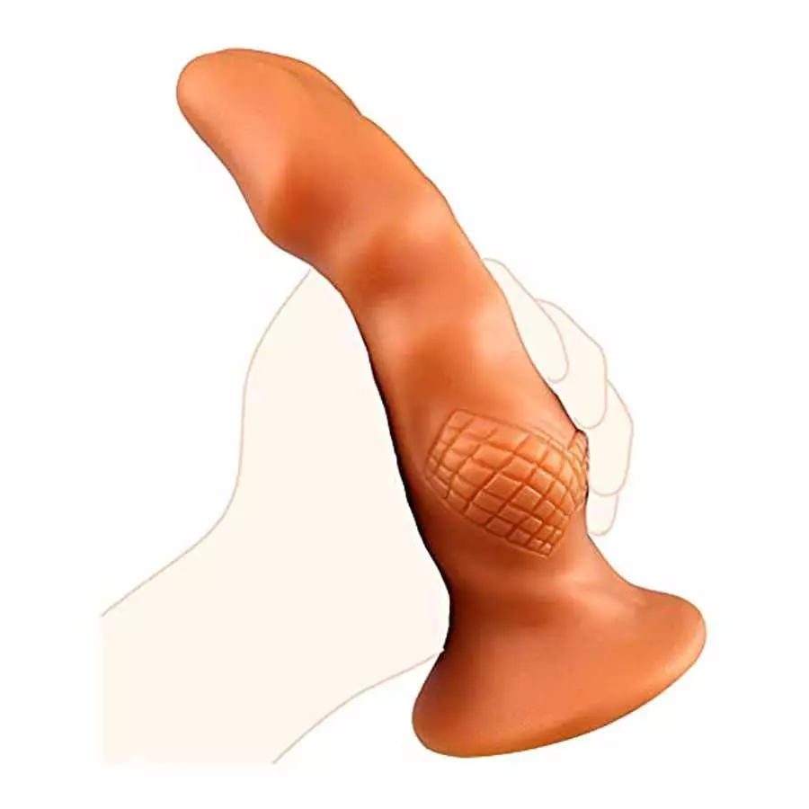 Realistic Dildo with Textured Ball Soft Liquid Silicone Anal Butt Plug with Powerful Suction Cup
