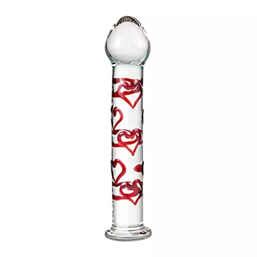 Crystal Glass Dildo Penis G-spot Stimulation, Anal Plug Butt Plug Masturbation Stimulator Sex Toys with Red Heart Pattern Pleasu Crystal Glass Dildo Penis G-spot Stimulation, Anal Plug Butt Plug Masturbation Stimulator Sex Toys with Red Heart Pattern Pleasu