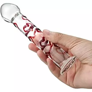 Crystal Glass Dildo Penis G-spot Stimulation, Anal Plug Butt Plug Masturbation Stimulator Sex Toys with Red Heart Pattern Pleasu Crystal Glass Dildo Penis G-spot Stimulation, Anal Plug Butt Plug Masturbation Stimulator Sex Toys with Red Heart Pattern Pleasu