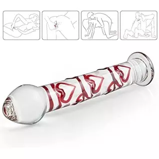 Crystal Glass Dildo Penis G-spot Stimulation, Anal Plug Butt Plug Masturbation Stimulator Sex Toys with Red Heart Pattern Pleasu Crystal Glass Dildo Penis G-spot Stimulation, Anal Plug Butt Plug Masturbation Stimulator Sex Toys with Red Heart Pattern Pleasu