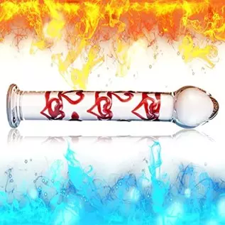 Crystal Glass Dildo Penis G-spot Stimulation, Anal Plug Butt Plug Masturbation Stimulator Sex Toys with Red Heart Pattern Pleasu Crystal Glass Dildo Penis G-spot Stimulation, Anal Plug Butt Plug Masturbation Stimulator Sex Toys with Red Heart Pattern Pleasu