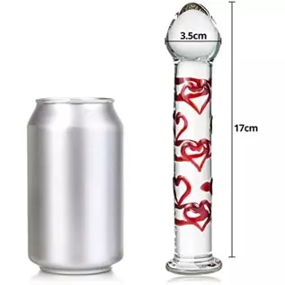 Crystal Glass Dildo Penis G-spot Stimulation, Anal Plug Butt Plug Masturbation Stimulator Sex Toys with Red Heart Pattern Pleasu Crystal Glass Dildo Penis G-spot Stimulation, Anal Plug Butt Plug Masturbation Stimulator Sex Toys with Red Heart Pattern Pleasu