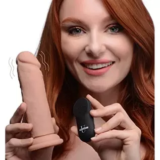 Power Player 28X Vibrating Silicone Dildo with Remote - Light