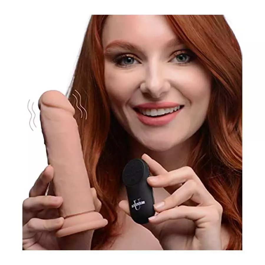 Power Player 28X Vibrating Silicone Dildo with Remote - Light Power Player 28X Vibrating Silicone Dildo with Remote - Light