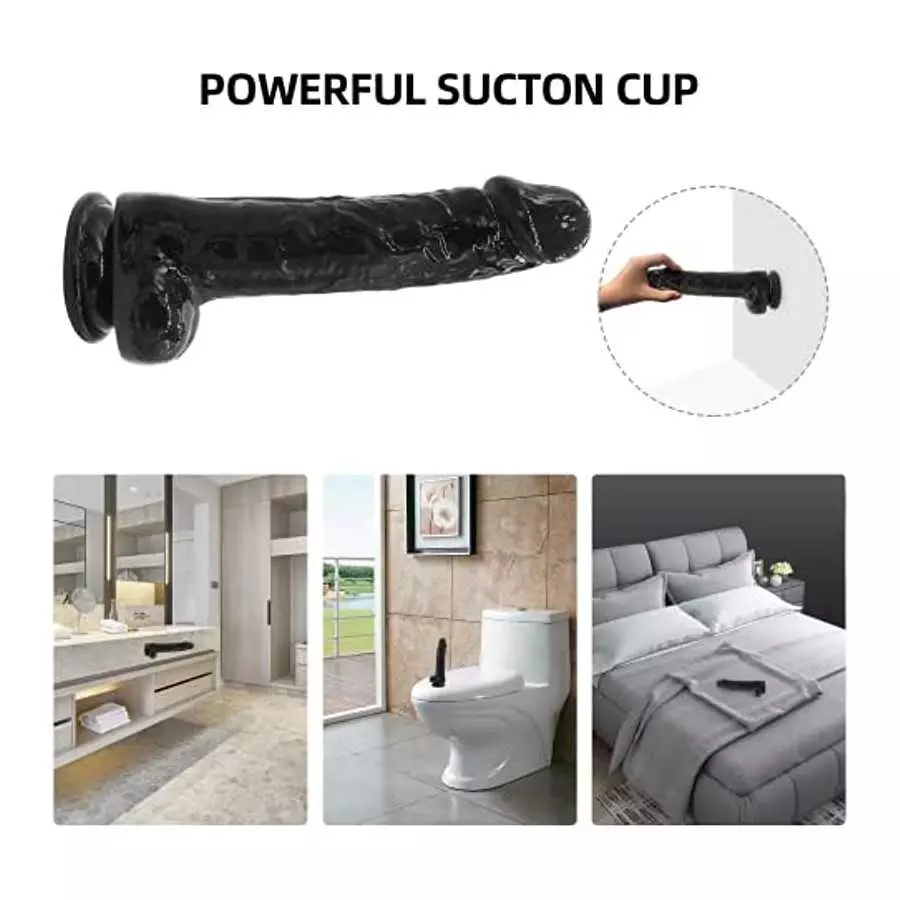 Realistic Suction Cup Dildo for Women Sex Toys - Gephonsi Black Large Thick Dildo Adult Toys for Women Pleasure Men Anal Play, 8