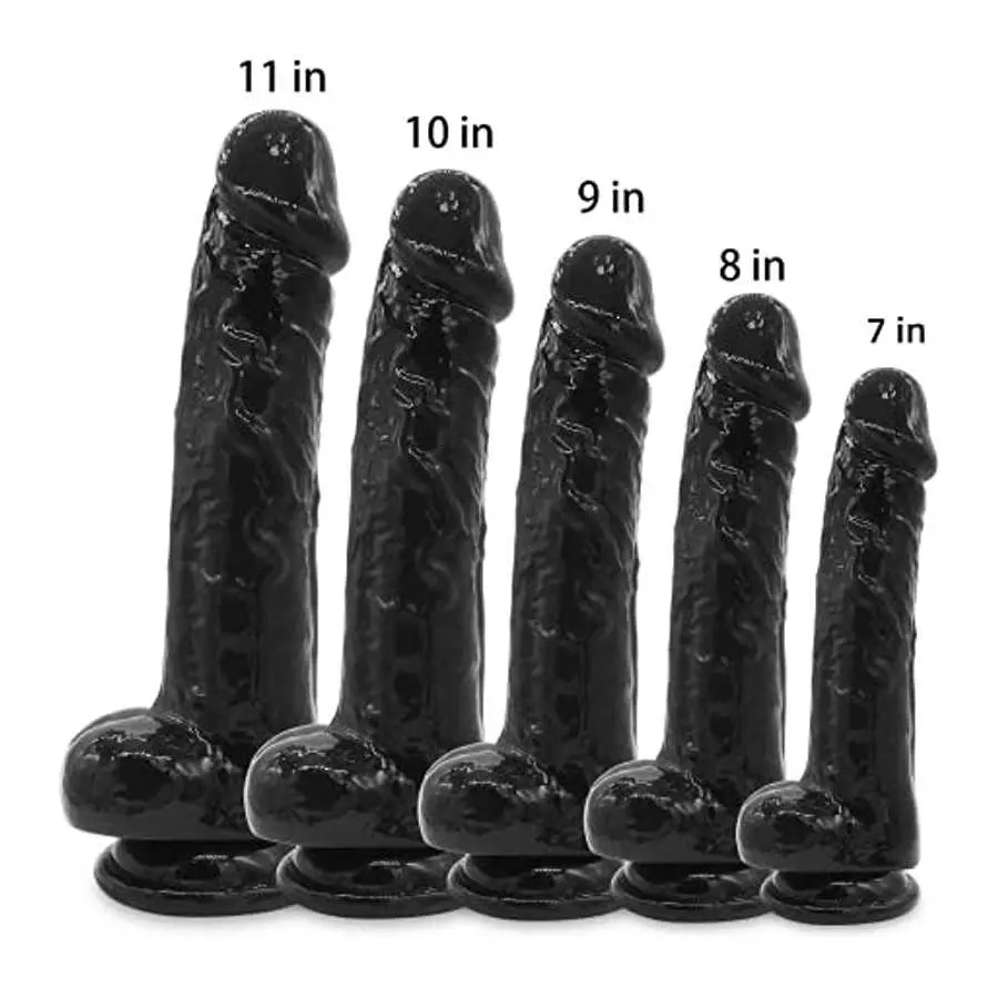 Realistic Suction Cup Dildo for Women Sex Toys - Gephonsi Black Large Thick Dildo Adult Toys for Women Pleasure Men Anal Play, 8