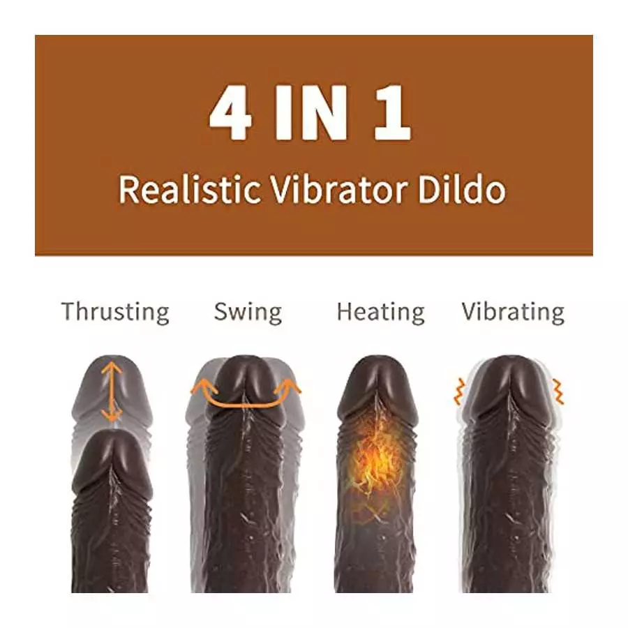 Realistic Black Dildo with Suction Cup for Hands-Free Play, 8.6 Inch Electric Thrusting Vibrating Silicone Dildos with Remote, S