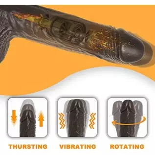 Realistic Black Dildo with Suction Cup for Hands-Free Play, 8.6 Inch Electric Thrusting Vibrating Silicone Dildos with Remote, S