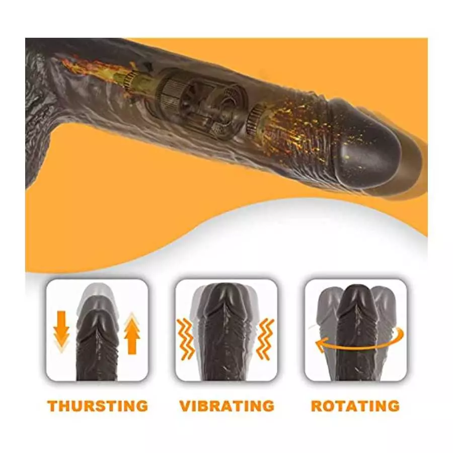 Realistic Black Dildo with Suction Cup for Hands-Free Play, 8.6 Inch Electric Thrusting Vibrating Silicone Dildos with Remote, S