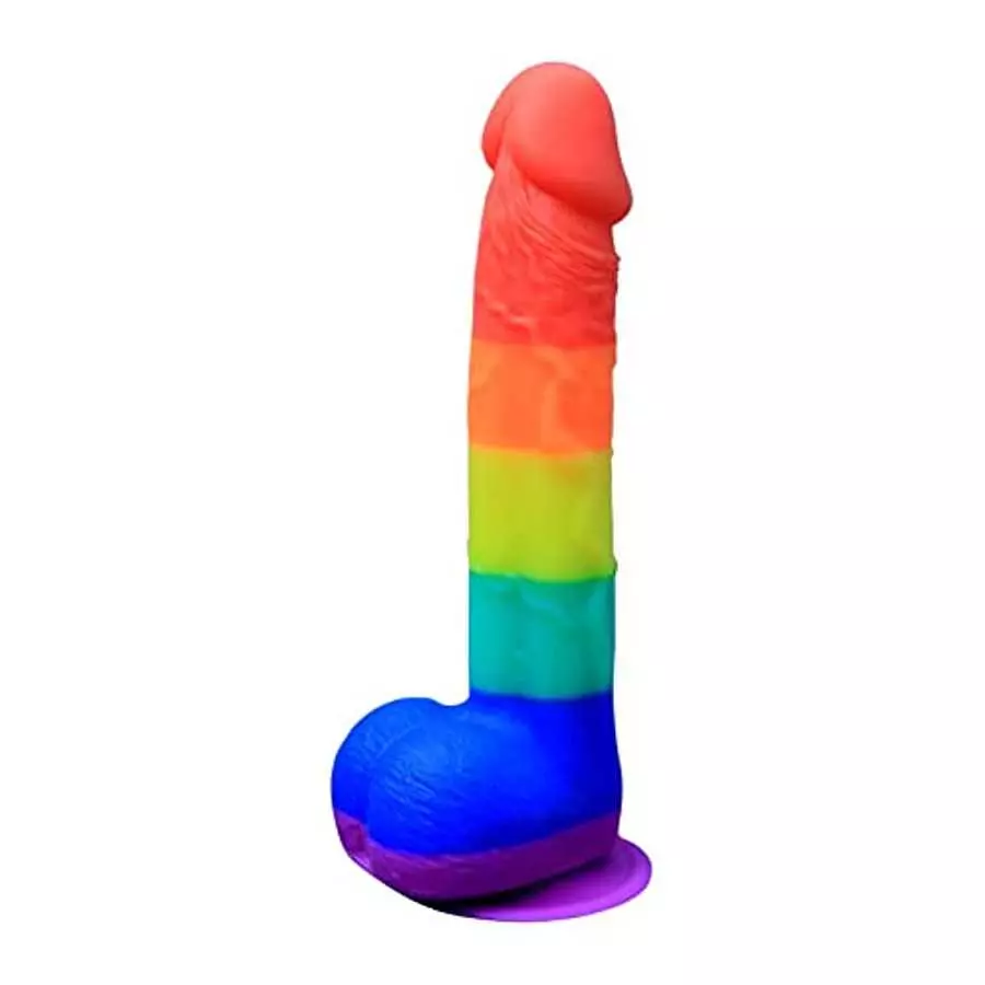 Sweet Jizz - 8.5" Rainbow Silicone Dildo with Strong Suction Cup