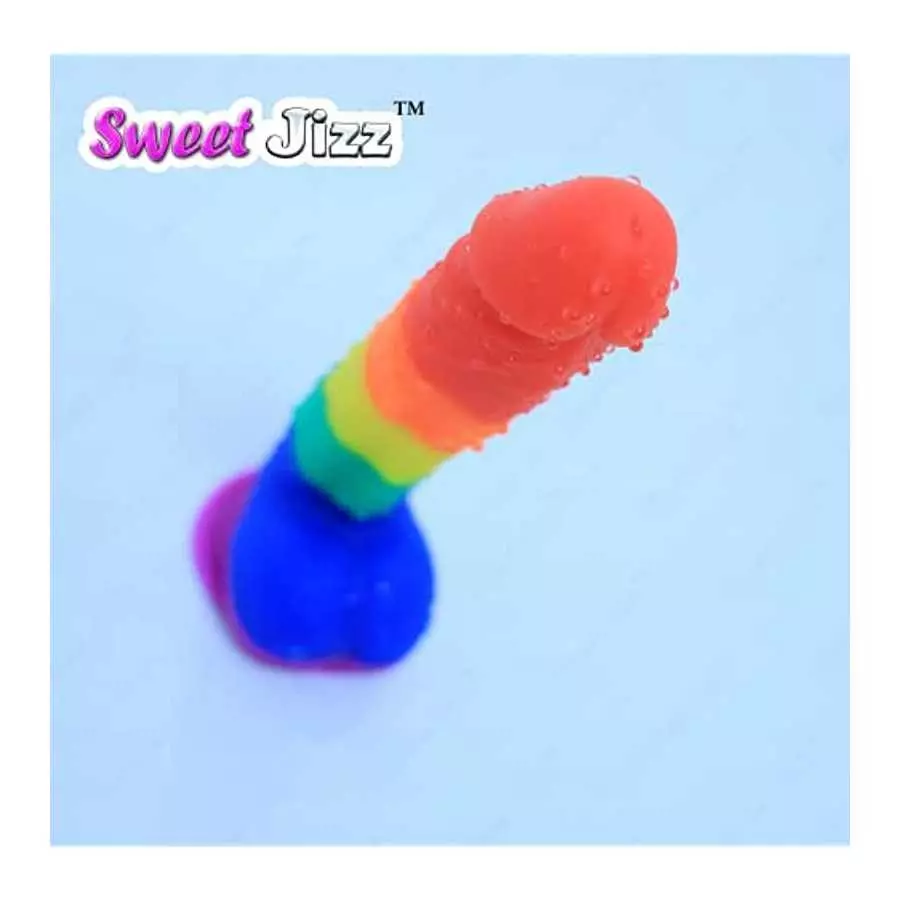 Sweet Jizz - 8.5" Rainbow Silicone Dildo with Strong Suction Cup