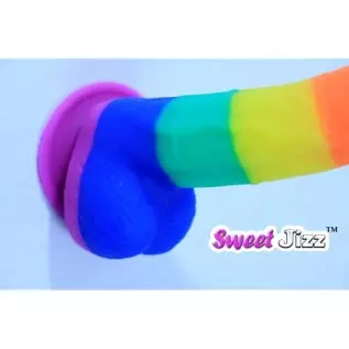 Sweet Jizz - 8.5" Rainbow Silicone Dildo with Strong Suction Cup