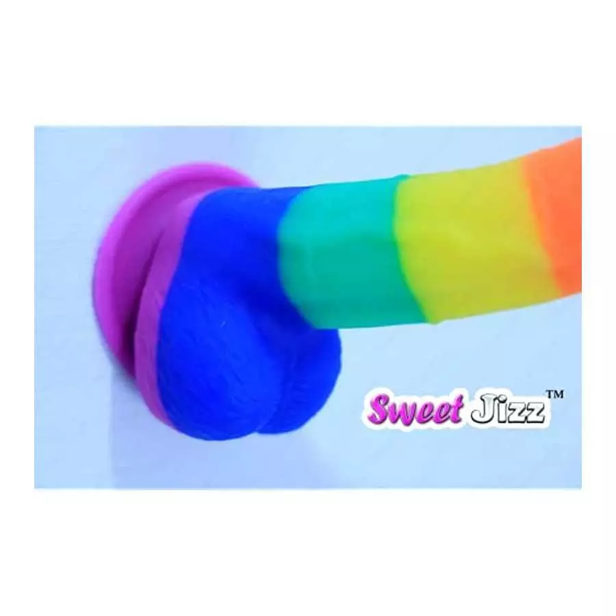 Sweet Jizz - 8.5" Rainbow Silicone Dildo with Strong Suction Cup
