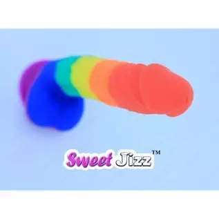 Sweet Jizz - 8.5" Rainbow Silicone Dildo with Strong Suction Cup