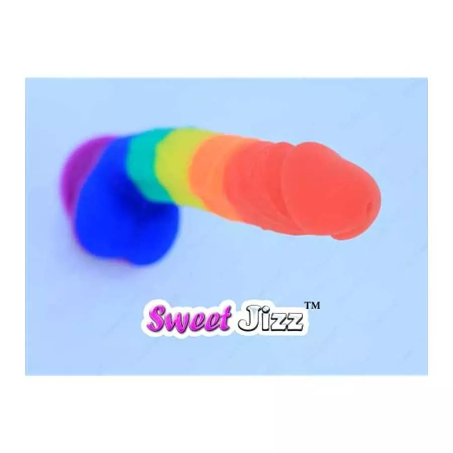 Sweet Jizz - 8.5" Rainbow Silicone Dildo with Strong Suction Cup