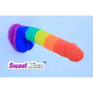 Sweet Jizz - 8.5" Rainbow Silicone Dildo with Strong Suction Cup