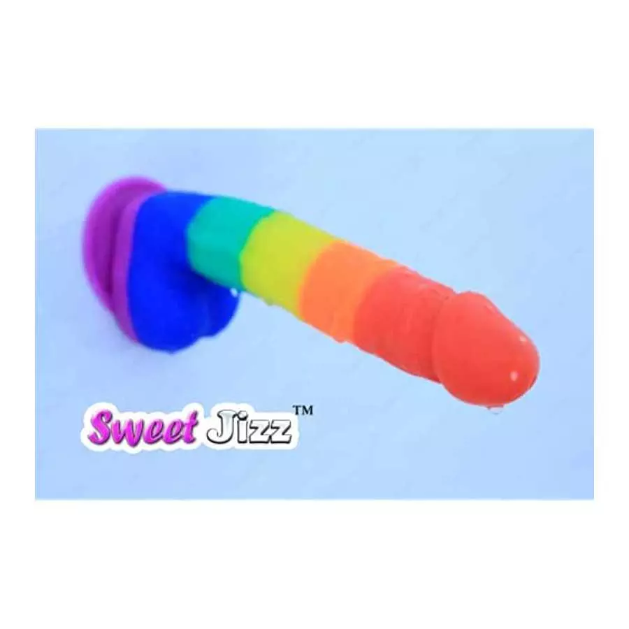 Sweet Jizz - 8.5" Rainbow Silicone Dildo with Strong Suction Cup
