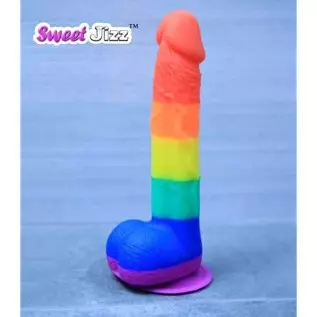 Sweet Jizz - 8.5" Rainbow Silicone Dildo with Strong Suction Cup