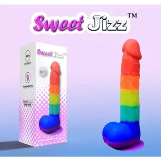 Sweet Jizz - 8.5" Rainbow Silicone Dildo with Strong Suction Cup